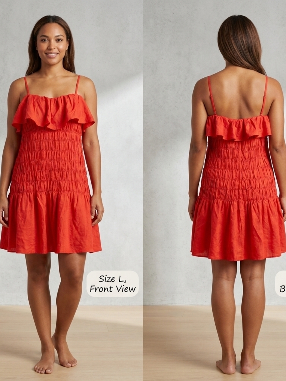 Smocked Ruffle Mini Dress in Vibrant Red
